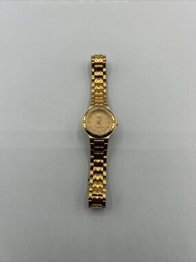 Vintage Pulsar Watch Women 23mm Gold Tone V811-0480 Needs Battery 5.75"✅